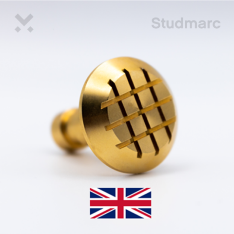 25mm Crosshatch Brass Stud