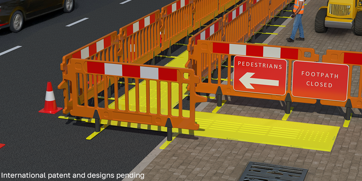 Temporary Tactile Mat In Situ at Roadworks